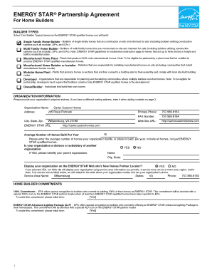 ENERGY STAR Partnership Agreement for Home Builders