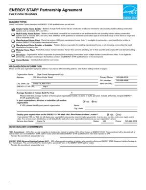 ENERGY STAR Partnership Agreement for Home Builders