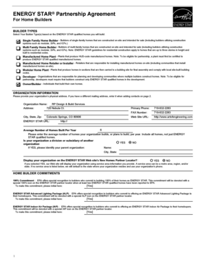 ENERGY STAR Partnership Agreement for Home Builders