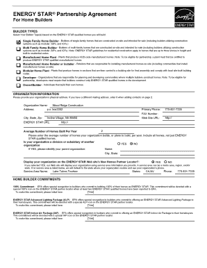 ENERGY STAR Partnership Agreement for Home Builders