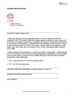 Student Media Release Form