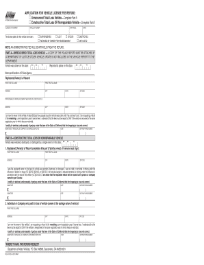 California Vehicle License Fee Refund Application