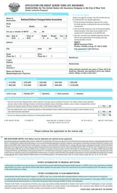 Group Senior Term Life Insurance Application