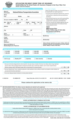 Group Senior Term Life Insurance Application