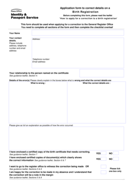 Birth Registration Correction Application