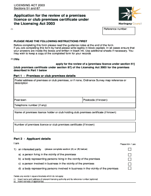 UK Premises Licence Review Application