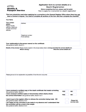 Death Registration Correction Application