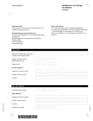 Belastingdienst Notificatie van adreswijziging in het buitenland