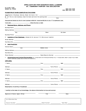 Occupational License Application