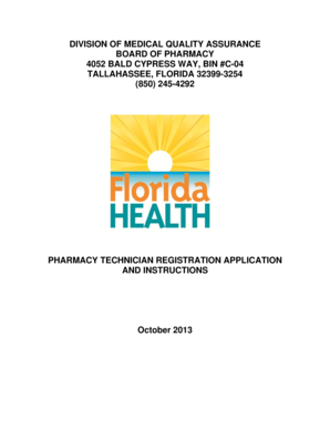 Florida Pharmacy Technician Registration Application
