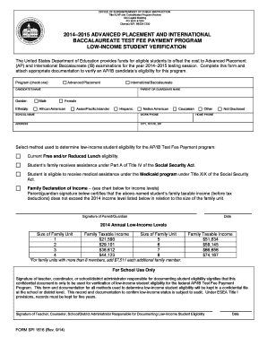 2014–2015 AP/IB Test Fee Payment Program Verification