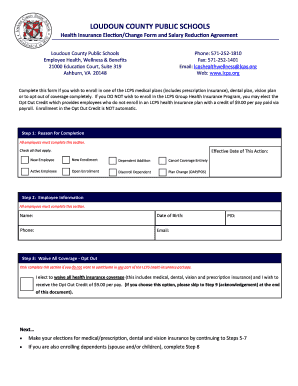 Loudoun County Public Schools Health Insurance Election Form