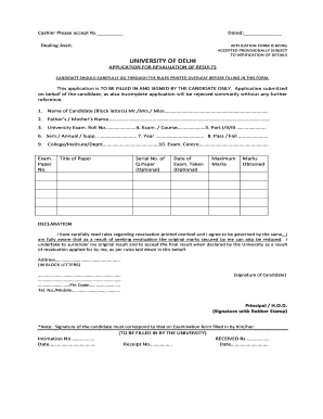 University of Delhi Revaluation Application Form