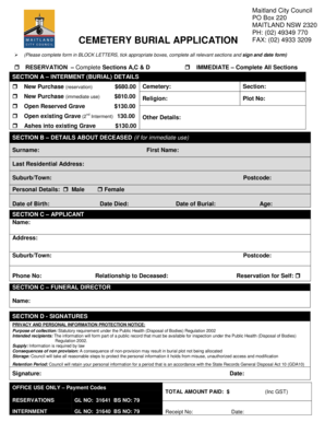 Cemetery Burial Application