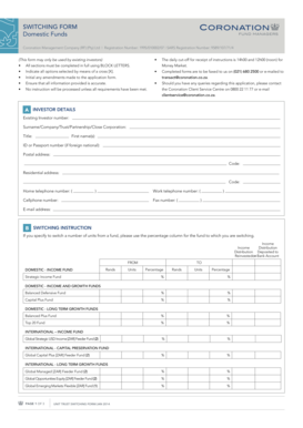 Unit Trust Switching Form