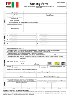 Modulo da compilare per adempiere all’articolo 85 del codice del Data Prenotazione consumatore