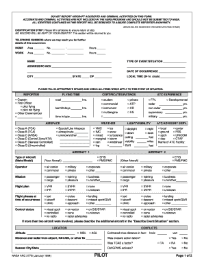 NASA Aviation Safety Reporting Form