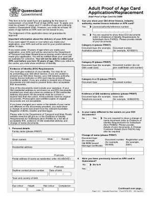 Queensland Adult Proof of Age Card Application
