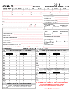 North Carolina Business Personal Property Listing