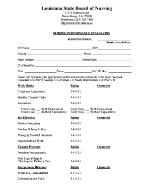 Louisiana Nursing Performance Evaluation