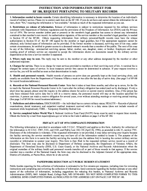 SF 180 Request Pertaining to Military Records