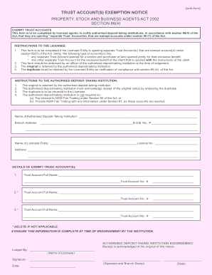 Trust Account Exemption Notice
