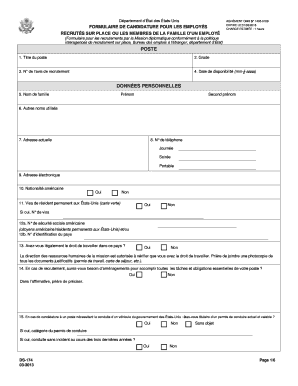 FORMULAIRE DE CANDIDATURE POUR LES EMPLOYÉS
