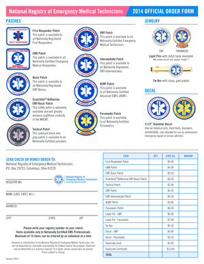 National Registry of Emergency Medical Technicians Order Form