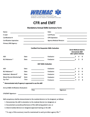 Mandatory Annual Skills Summary Form