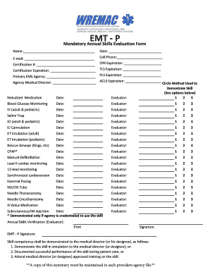 Mandatory Annual Skills Evaluation Form - WREMAC