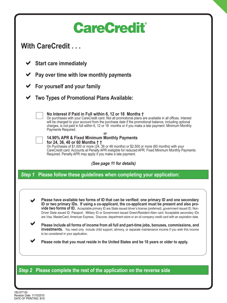 Care Credit Application Pdf 2019 Fill and Sign Printable Template