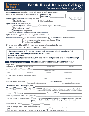 Foothill and De Anza Colleges International Student Application
