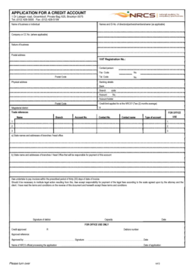 Credit Account Application Form