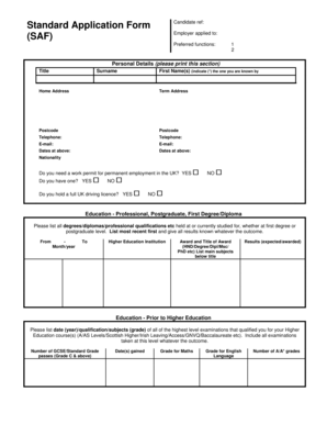 Standard Application Form