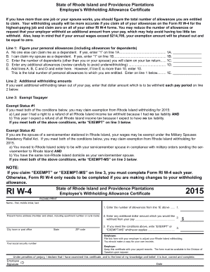 W4 form 2016 - RI W-4 2015 - Rhode Island Division of Taxation - tax state ri