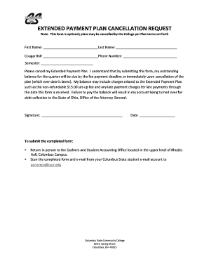Extended Payment Plan Cancellation Request