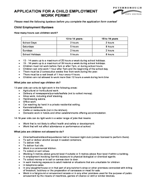 Child Employment Work Permit Application