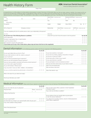 Health History Form