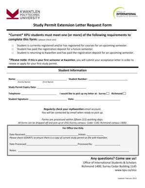 Study Permit Extension Letter Request Form