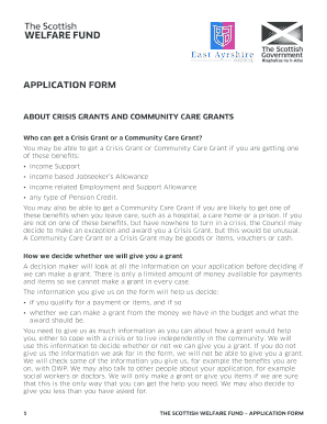 Scottish Welfare Fund Application Form