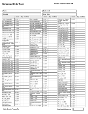Scheduled Order Form