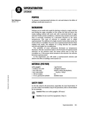 Supersaturation Experiment