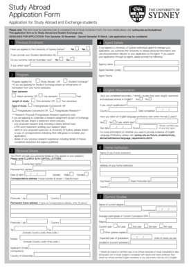 University of Sydney Study Abroad Application Form