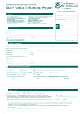 International Student Application for Study Abroad or Exchange Program