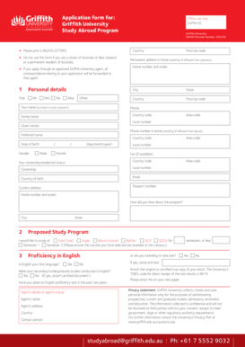 Griffith University Study Abroad Application Form