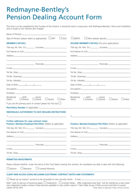 Redmayne-Bentley Pension Dealing Account Form