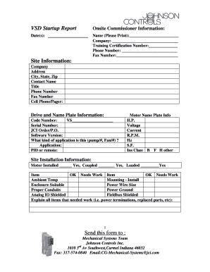 VSD Startup Report Form