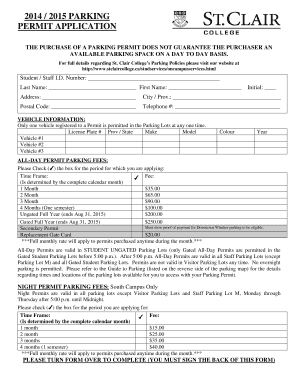 St. Clair College Parking Permit Application