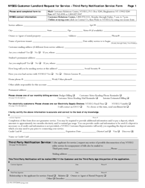NYSEG Customer/Landlord Request for Service Form