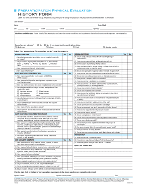 Preparticipation Physical Evaluation Form
